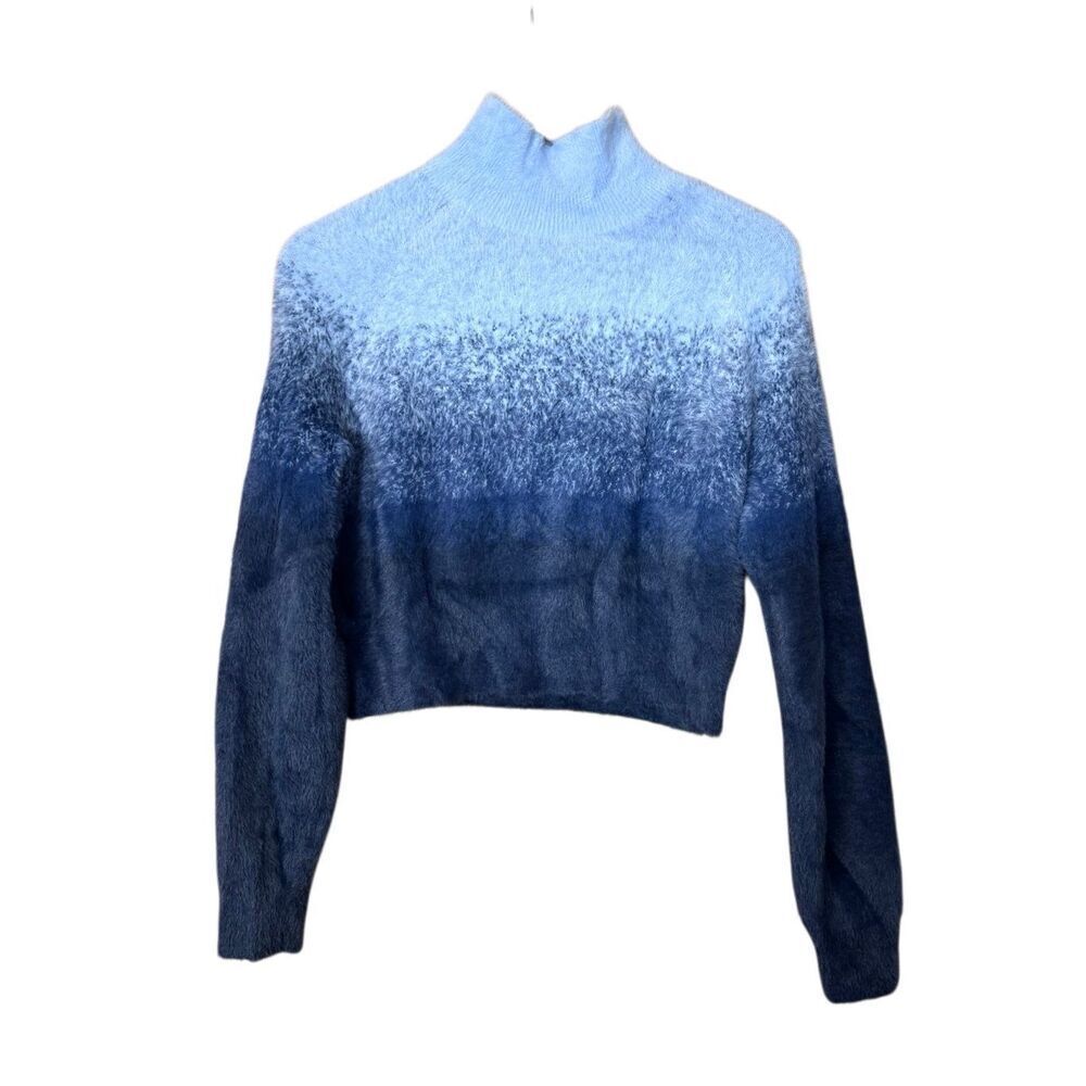 Pilcro Fuzzy Ombre Turtleneck Sweater blue small